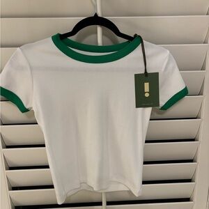 White and Green Ringer T-Shirt